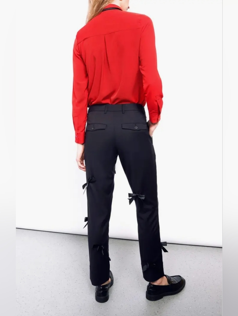 WILDFANG The Empower Bow Trousers Pants Black 12 NWT - Picture 3 of 10
